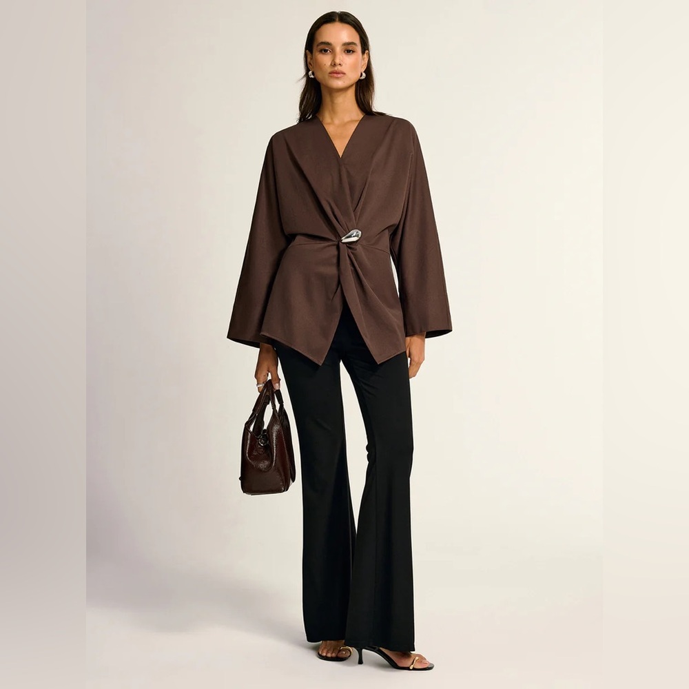 Commense Metal Detail Draped Shirt - Picture 4 of 12